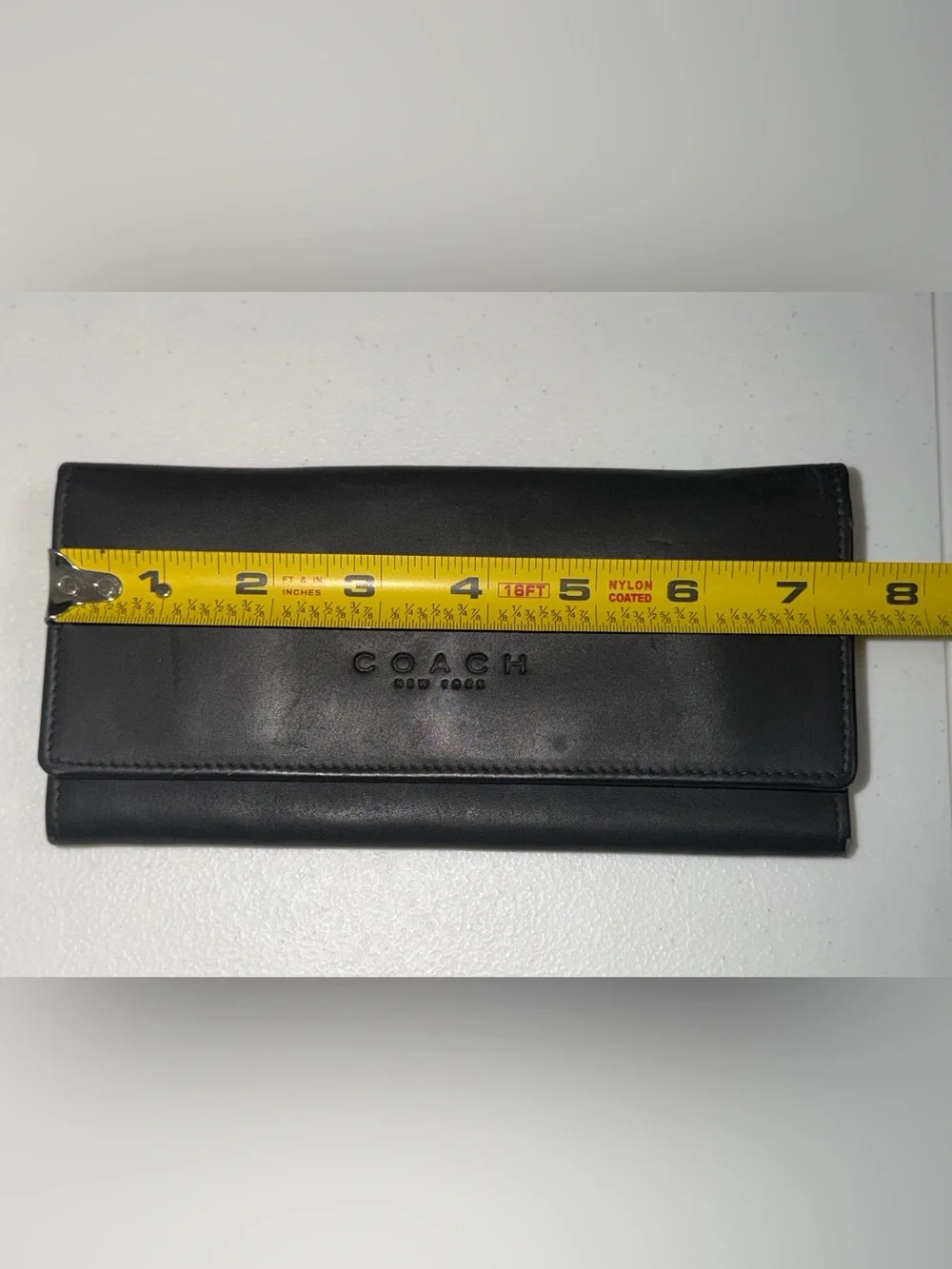 COACH New York Black Smooth Leather Envelope Soft Wallet - Classic Minimalist